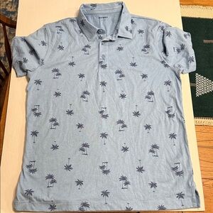 Old Navy Light Blue Palm Print Polo